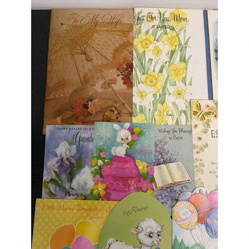 Vintage Easter Greeting Cards Fronts ONLY Scrapbooking Crafts Lot of 50+ Bunnies